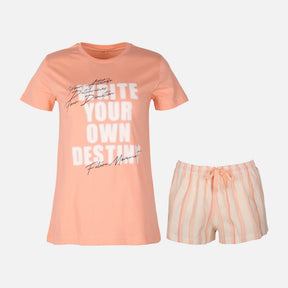 Womens Pyjama Set Short Sleeve Top And Short