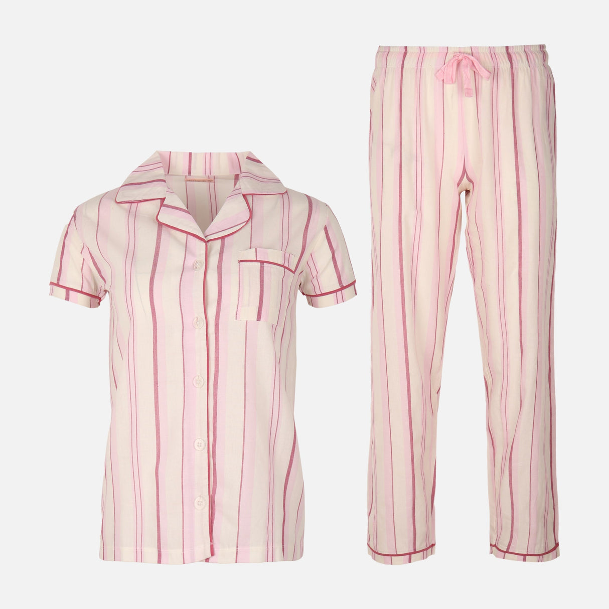 Womens Striped Pyjama Set Short Sleeve Top And Pant