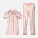 Womens Striped Pyjama Set Short Sleeve Top And Pant