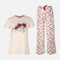 Womens Pyjama Set Short Sleeve Top And Wide Leg Pant