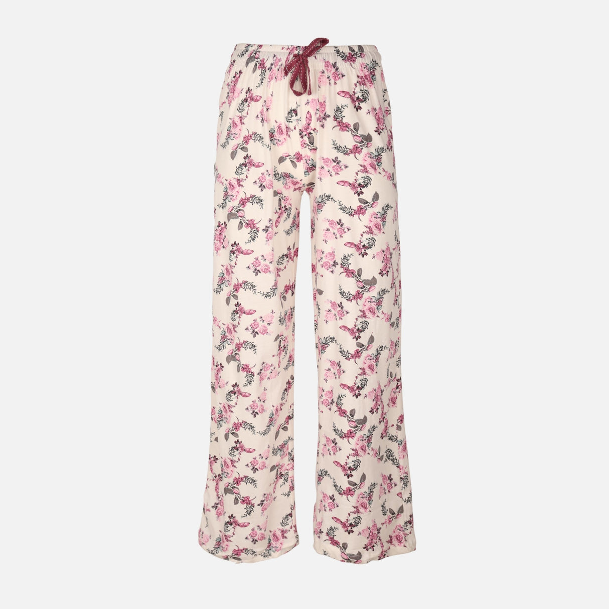Womens Pyjama Set Short Sleeve Top And Wide Leg Pant