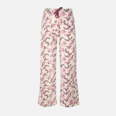 Womens Pyjama Set Short Sleeve Top And Wide Leg Pant