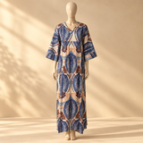 Ladies Printed Maxi Gown Short Sleeve