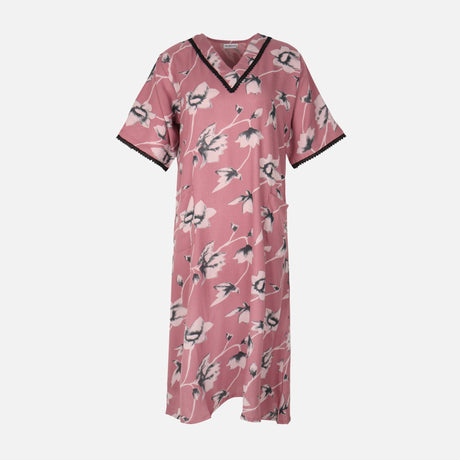 Women Alpine Pocket Midi Gown Short Sleeve Dress