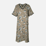Women Alpine Pocket Midi Gown Short Sleeve Dress