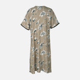 Women Alpine Pocket Midi Gown Short Sleeve Dress