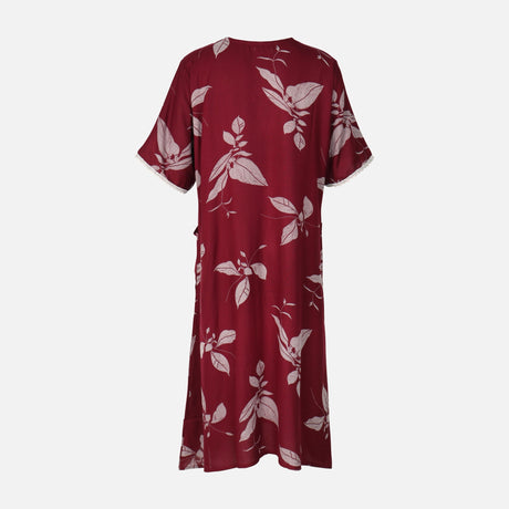 Women Alpine Pocket Midi Gown Short Sleeve Dress
