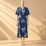 Women Alpine Pocket Midi Gown Short Sleeve Dress