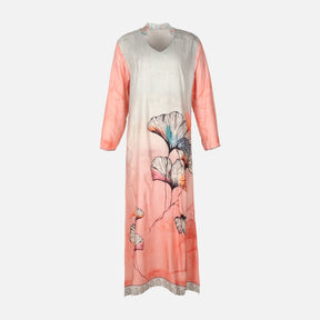 Ladies Rayon Printed Maxi Gown Long Sleeve