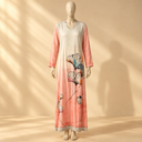 Ladies Rayon Printed Maxi Gown Long Sleeve