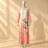 Ladies Rayon Printed Maxi Gown Long Sleeve
