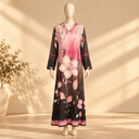 Ladies Rayon Printed Maxi Gown Long Sleeve