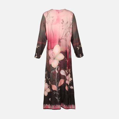 Ladies Rayon Printed Maxi Gown Long Sleeve
