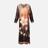 Ladies Rayon Printed Maxi Gown Long Sleeve