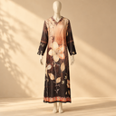 Ladies Rayon Printed Maxi Gown Long Sleeve