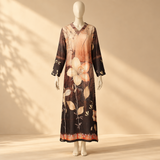 Ladies Rayon Printed Maxi Gown Long Sleeve