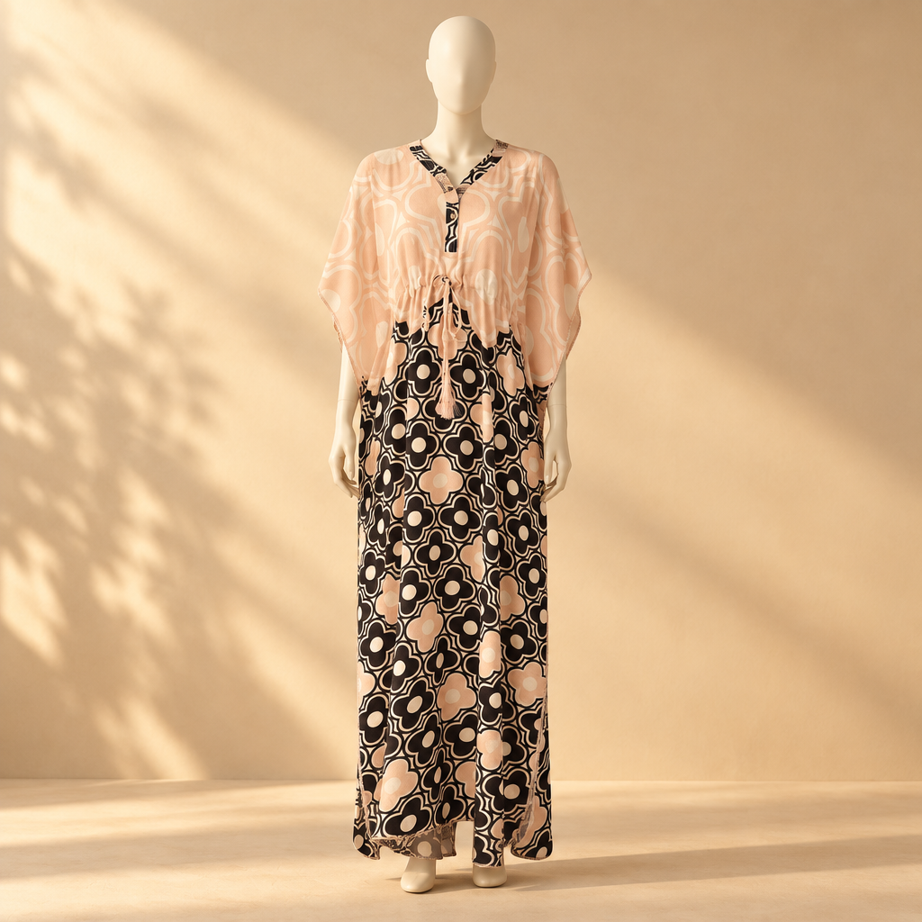 Ladies Digital Print Farasha Maxi Dress