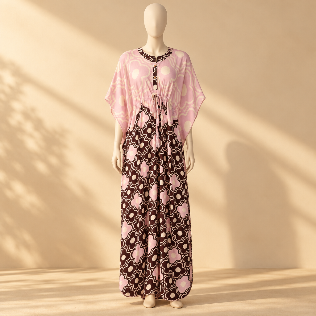 Ladies Digital Print Farasha Maxi Dress