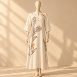 Women Flex Printed Midi Gown Short Sleeve Dress