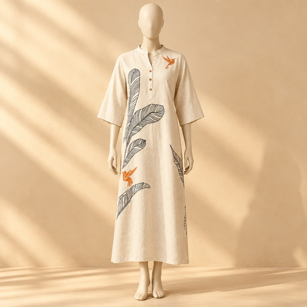 Women Flex Printed Midi Gown Short Sleeve Dress