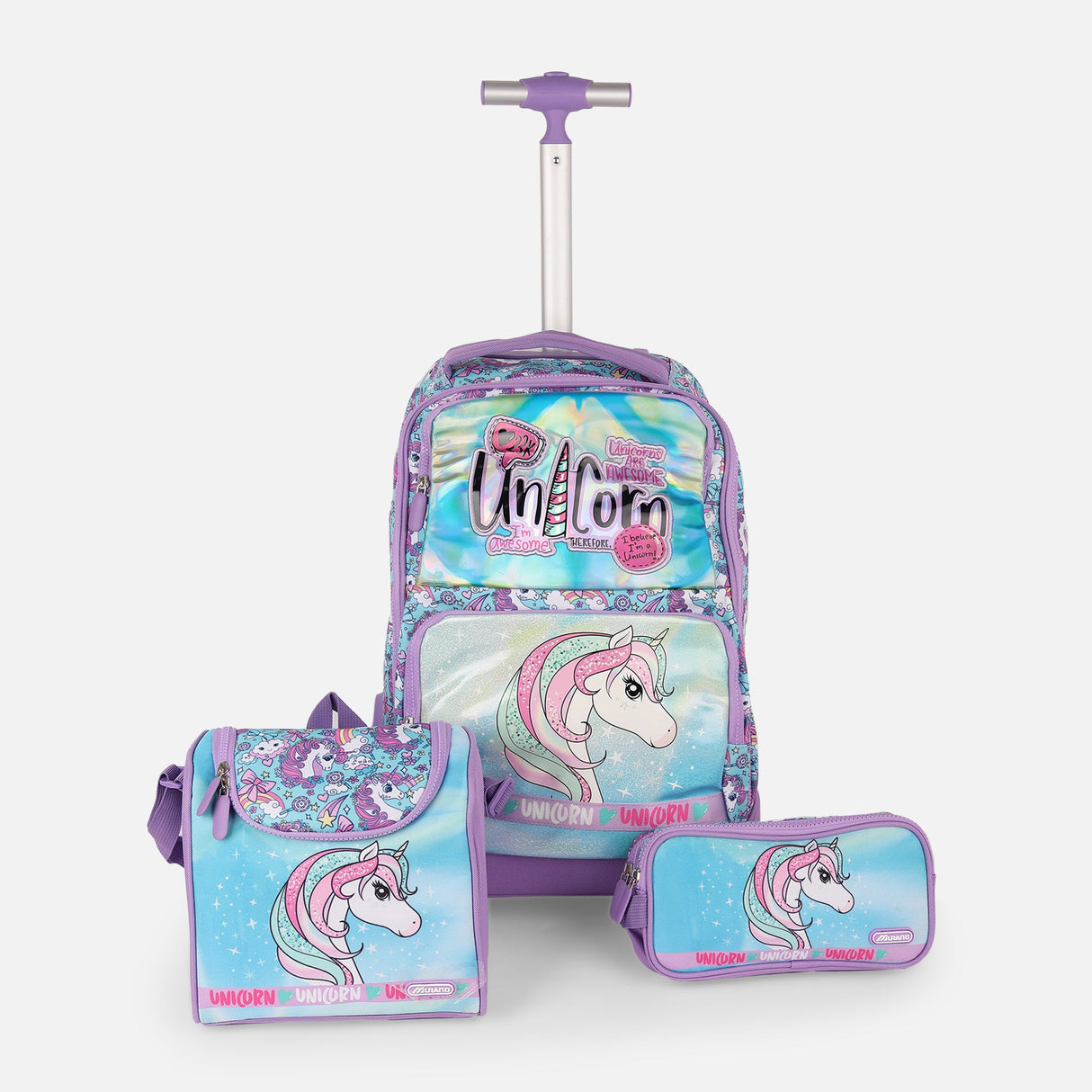 3 Pieces School Set – Trolley Backpack, Lunch Bag & Pencil Case