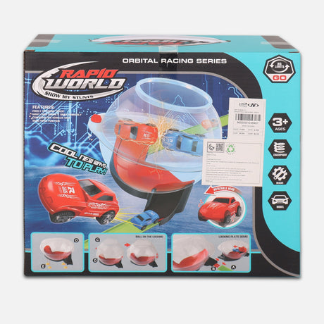 Speed Pull Back Rail Track Car Set For Kids