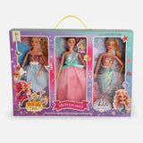 3-Piece Princess Doll Toy Set With Movable Joints