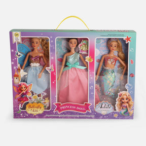 3-Piece Princess Doll Toy Set With Movable Joints