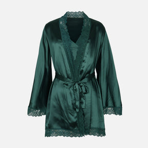 Ladies Satin Midi Night Gown And Robe Set