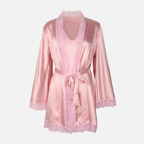 Ladies Satin Midi Night Gown And Robe Set