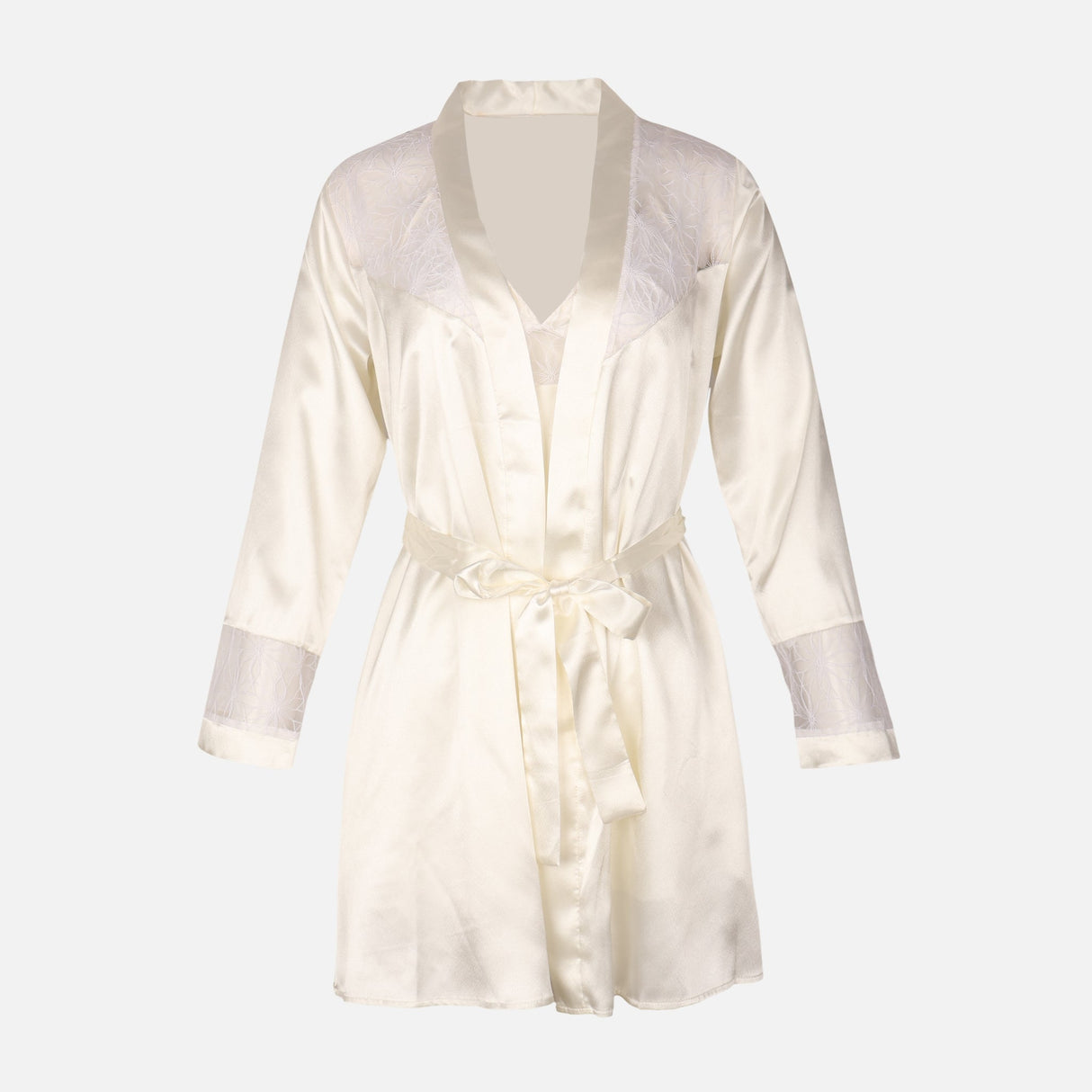 Ladies Satin Midi Night Gown And Robe Set