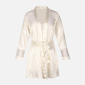 Ladies Satin Midi Night Gown And Robe Set