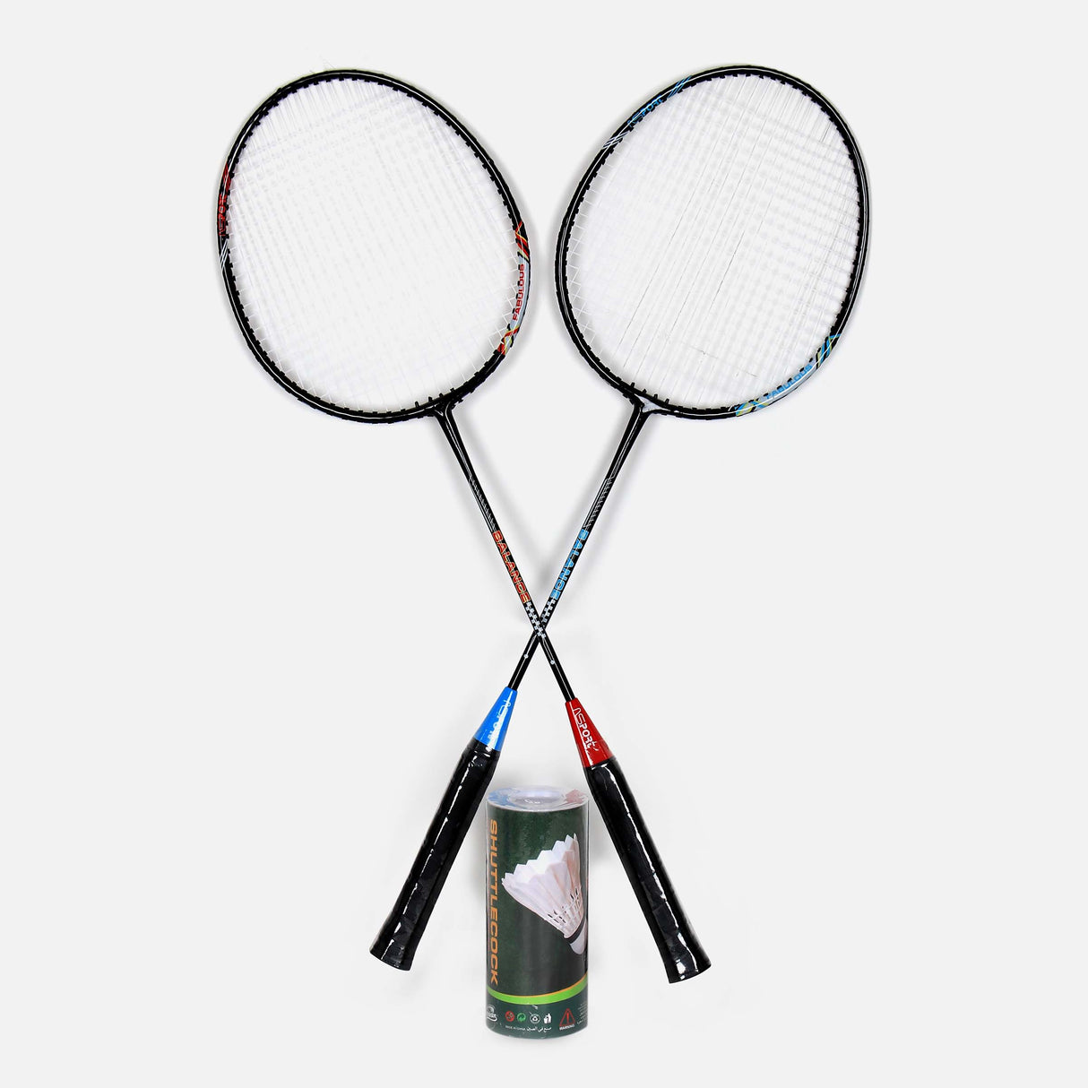 FULL STL 2 RACKETS+3 FEATHER SHUTTLE COCKS EVA