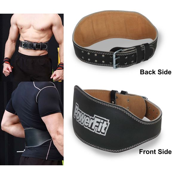 POWER FIT LEATHER WEIGHT LIFTING BELT 6 INCH