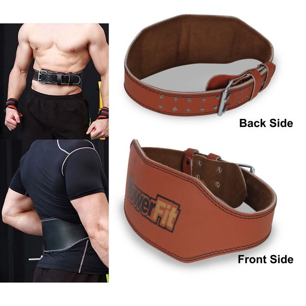 POWER FIT LEATHER WEIGHT LIFTING BELT 6 INCH