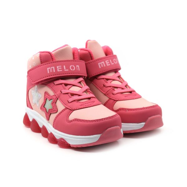 MELON GIRL'S LIGHTING BOOT WITH TOUCH STRAP&LACES