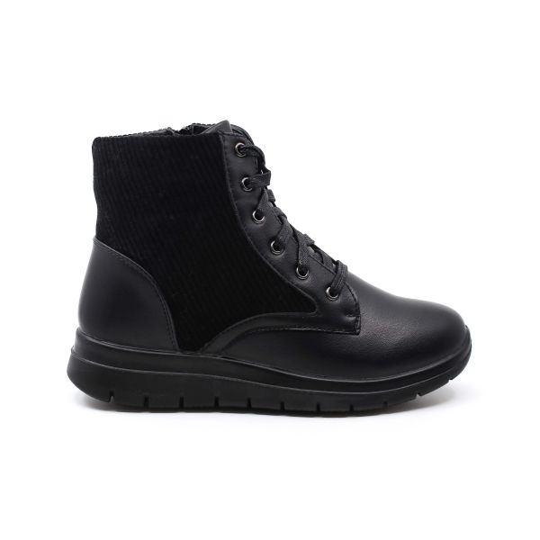 N LADIES CASUAL BOOT WITH LACES&ONE SIDE ZIPPER