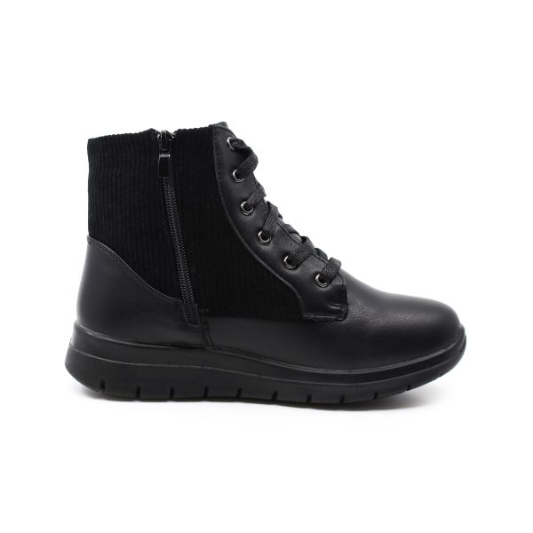 N LADIES CASUAL BOOT WITH LACES&ONE SIDE ZIPPER