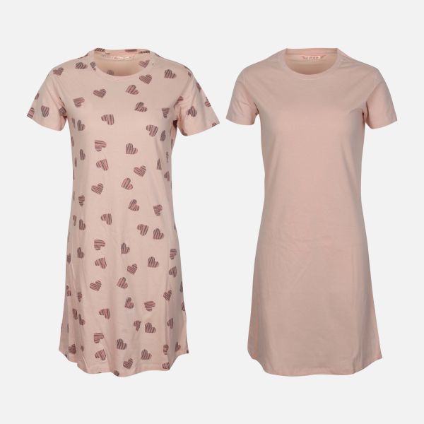 N LADIES Cotton Short Sleeve Sleep Dress Set (2 Pack)