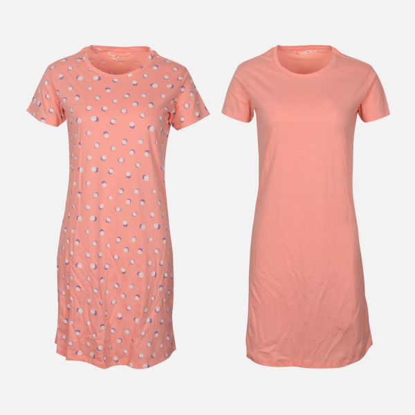 N LADIES Cotton Short Sleeve Sleep Dress Set (2 Pack)