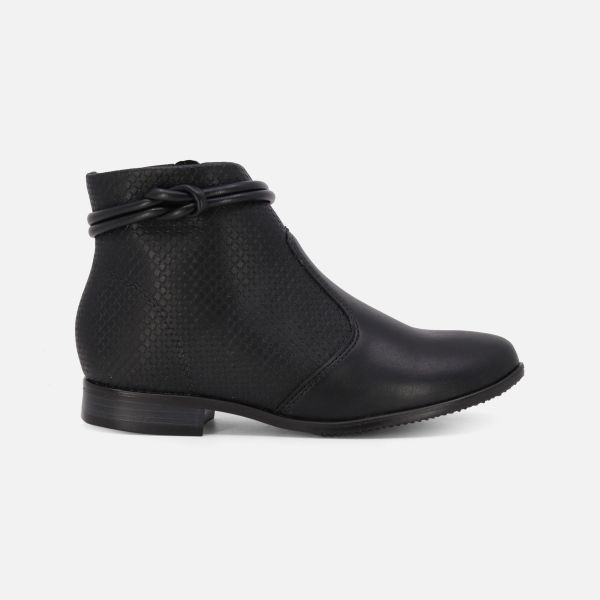 MOLECA LADIES LEATHER ANKLE BOOT WITH SQUARE HEELS& ZIPPER SIDE