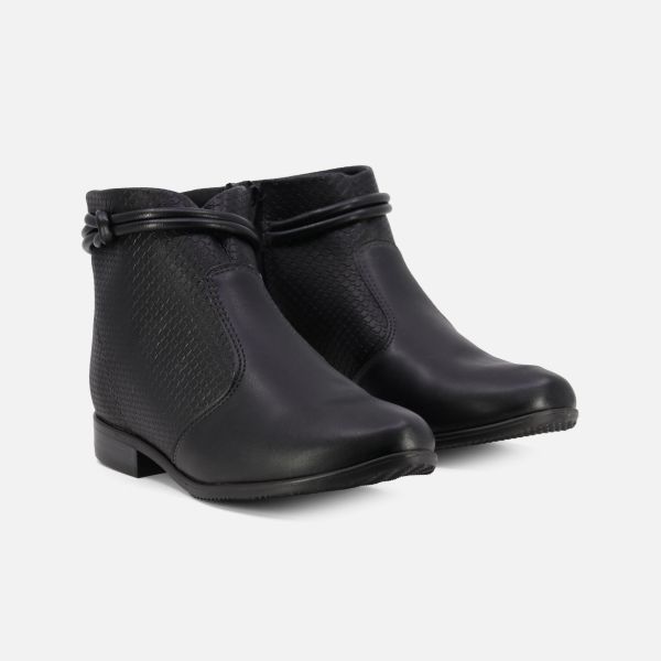 MOLECA LADIES LEATHER ANKLE BOOT WITH SQUARE HEELS& ZIPPER SIDE