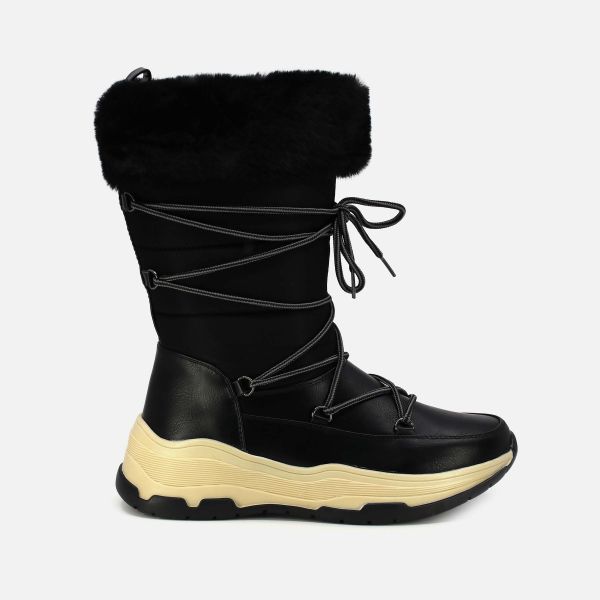 N LADIES ZIPPER LEATHER BOOT WITH FUR NECK