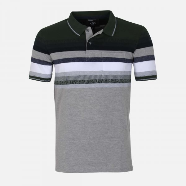 N MENS CLASSIC STRIPE POLO SHIRT (SHORT SLEEVE WITH POCKET)