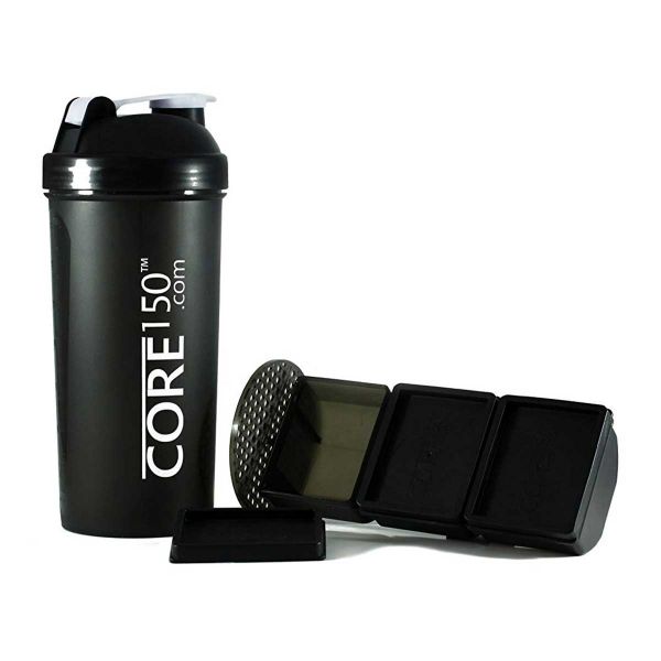 Core 150 Protein Shaker Bottle With Black Top COR60613 (Black - 1 Liter)