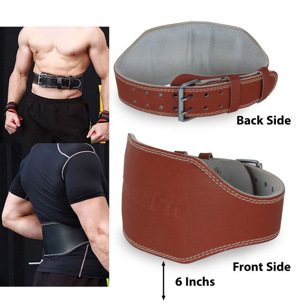 POWER FIT LEATHER WEIGHT LIFTING BELT 4IN & 6IN
