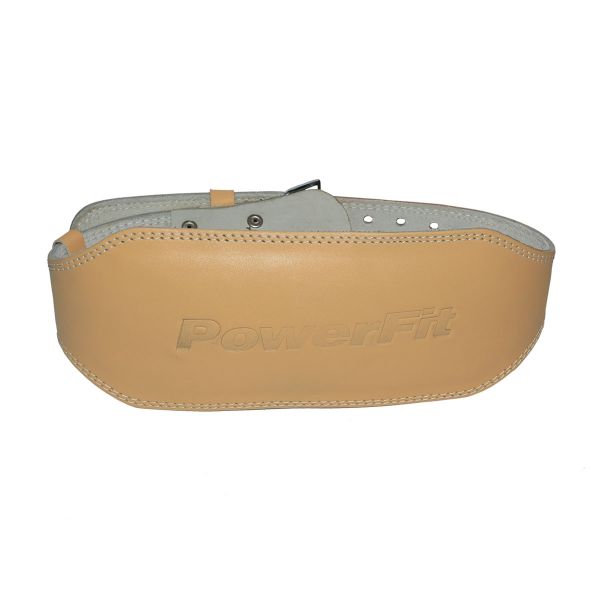 Power Fit Leather Weight Lifting Belt 6Inches  (BEIGE) Size (S) SB-16-5054
