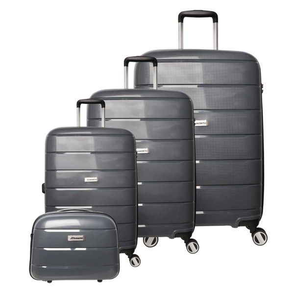 MURANO 4PIECES SET TROLLY CASES WITH TSA LOCK SYSTEM (Size: 14-20-24-28 inches) Dark Grey