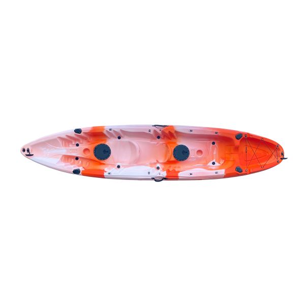Double Seats Fishing Kayak with 2 padels and 2 seats. (White orange color)