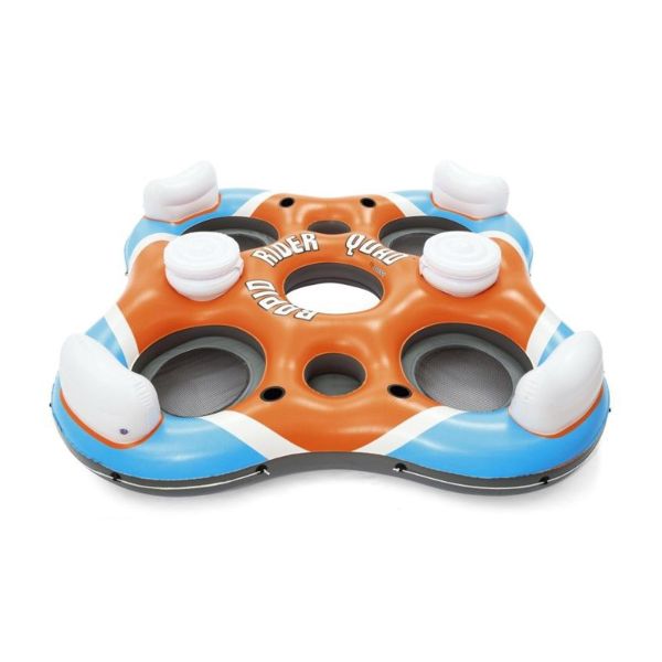 Rapid Rider Quad Inflatable Raft | Pool Float (Blue&Orange)